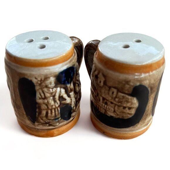 Vintage Mini Beer Stein Replica Salt Pepper Shakers with Stoppers - Picture 5 of 15